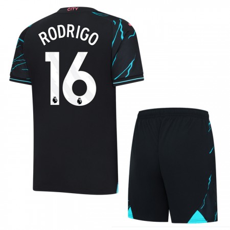 Virallinen pelipaita Manchester City Rodrigo 16 Kolmas 2023-24 Lyhythihainen - Lasten ( + Lyhyet housut )